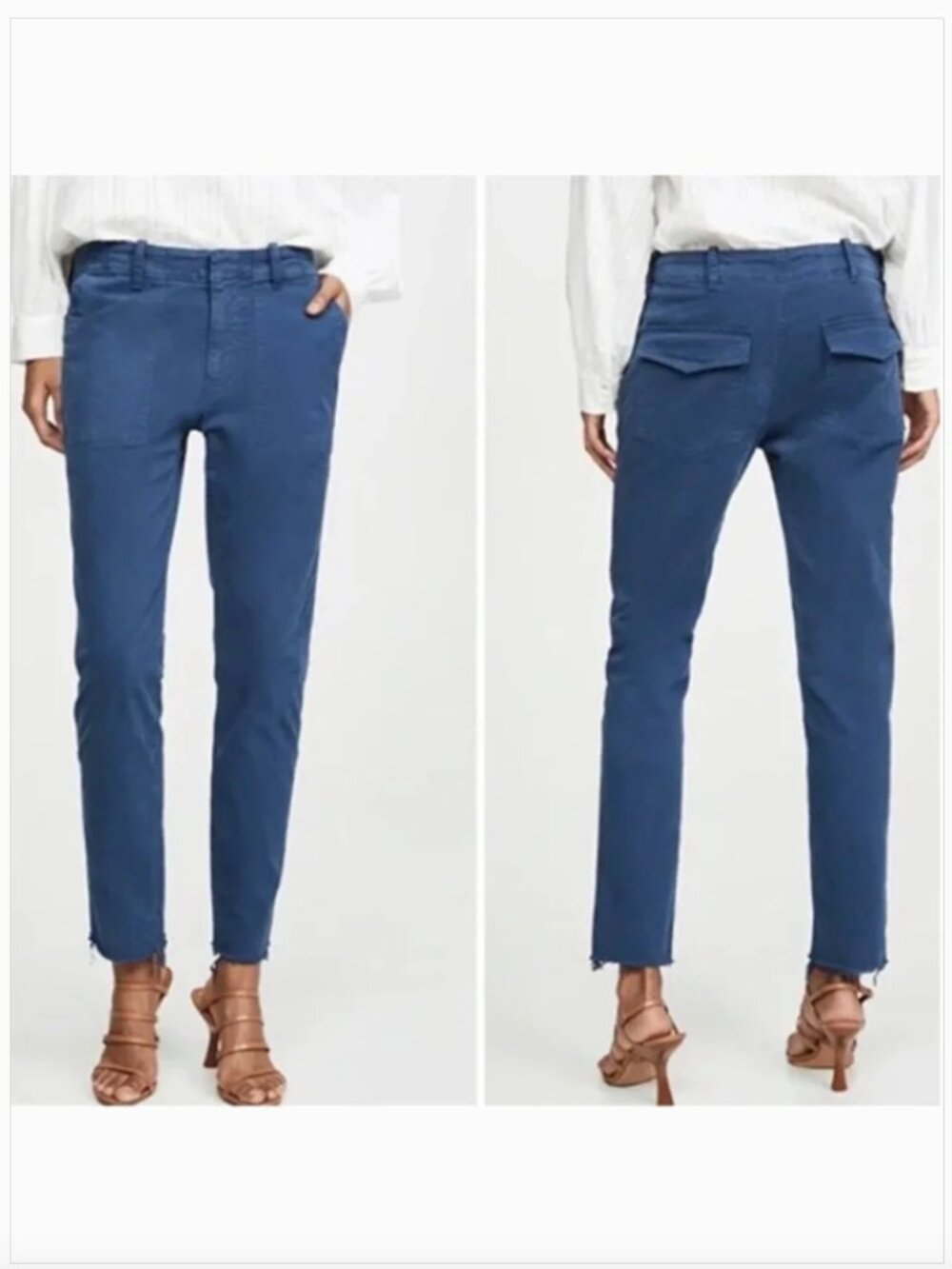 Nili Lotan Jenna Crop Pant Dusty Blue Mid-Rise Women's 0 Minimalist
